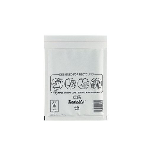 MAIL LITE BUBBLE POSTAL BAG WHITE C0-150X210 (PACK OF 100) 1