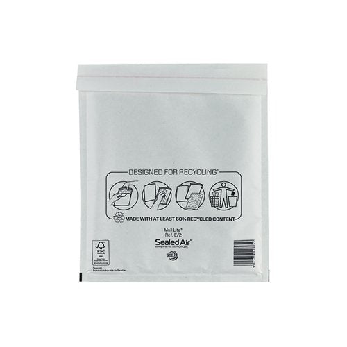 MAIL LITE BUBBLE POSTAL BAG WHITE E2-220X260 (PACK OF 100) 1