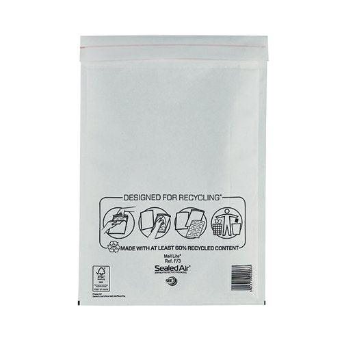 MAIL LITE BUBBLE POSTAL BAG WHITE F3-220X330 (PACK OF 50) 10