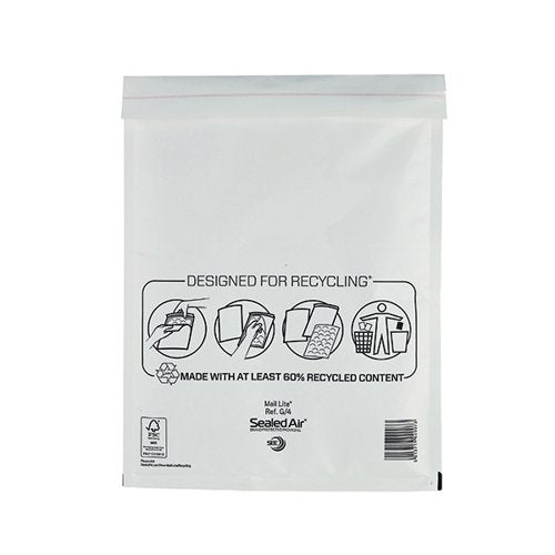 MAIL LITE BUBBLE POSTAL BAG WHITE G4-240X330 (PACK OF 50) 10