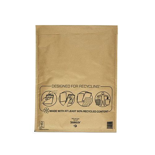 MAIL LITE BUBBLE POSTAL BAG GOLD K7-350X470 (PACK OF 50) 101