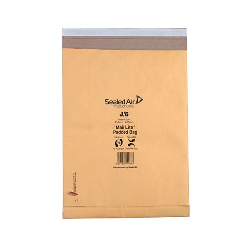 MAIL LITE PADDED POSTAL BAG SIZE J/6 314X450MM GOLD (50 PACK