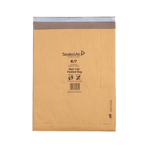 MAIL LITE PADDED POSTAL BAG SIZE K/7 365X476MM GOLD (50 PACK