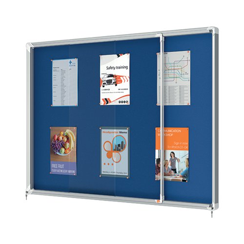 NOBO PREMIUM PLUS LOCKABLE NOTICEBOARD 18XA4 SHEETS BLUE FEL