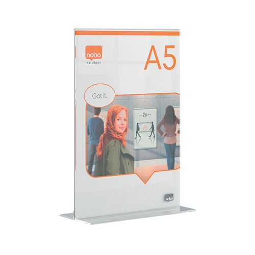 NOBO A5 COUNTER TOP ACRYLIC FREESTANDING POSTER FRAME CLEAR