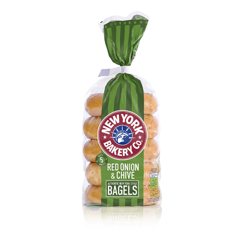 NEW YORK BAKERY CO RED ONION & CHIVE BAGELS (5 Pack)