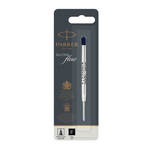 PARKER QUINK BALLPOINT PEN REFILL FINE BLACK BLISTER (PACK O
