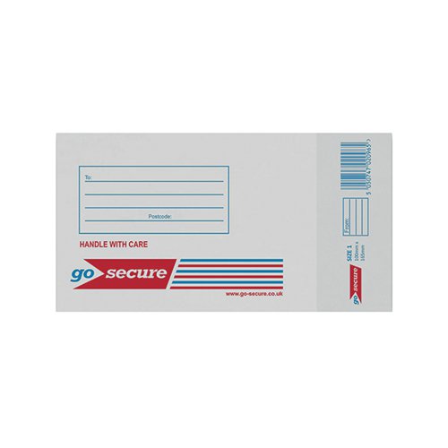 GOSECURE BUBBLE ENVELOPE SIZE 1 100X165MM WHITE (PACK OF 20)