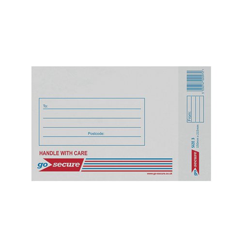 GOSECURE BUBBLE ENVELOPE SIZE 3 150X215MM WHITE (PACK OF 20)