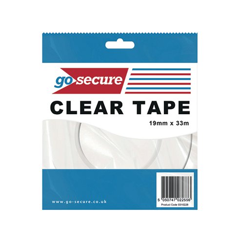 GOSECURE SMALL TAPE 19MMX33M CLEAR (PACK OF 12) PB02298