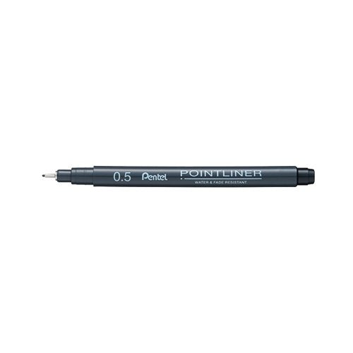 PENTEL POINTLINER PIGMENT LINER 0.5MM BLACK (PACK OF 12) S20