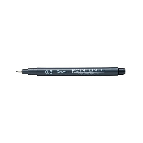 PENTEL POINTLINER PIGMENT LINER 0.8MM BLACK (PACK OF 12) S20