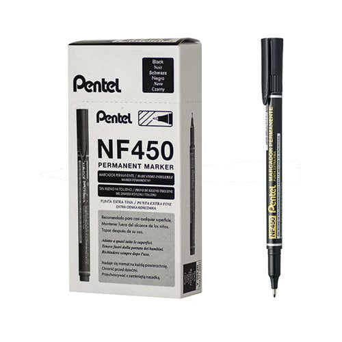 PENTEL PERMANENT MARKER EXTRA FINE BLACK (PACK OF 12) NF450-