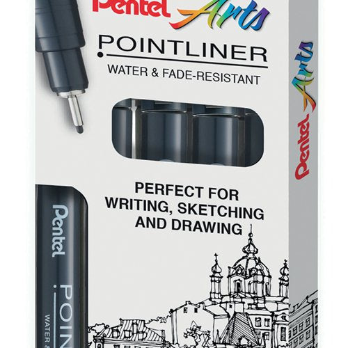 PENTEL POINTLINER ASSORTED SIZES BLACK (PACK OF 5) YS20P/5-A