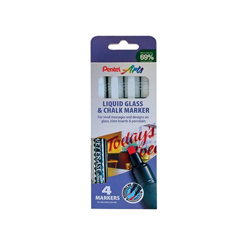 PENTEL LIQUID CHALK MARKER WHITE (PACK OF 4) SMW26/4