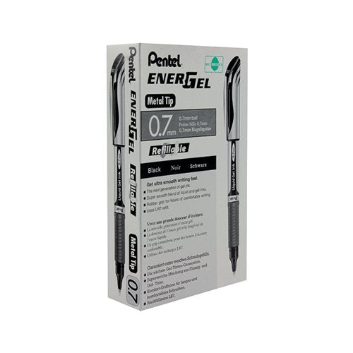 PENTEL ENERGEL XM ROLLERBALL PEN MEDIUM BLACK (PACK OF 12) B