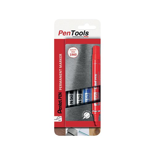 PENTEL N50 PERMANENT MARKER BULLET ASSORTED (PACK OF 4) N50-