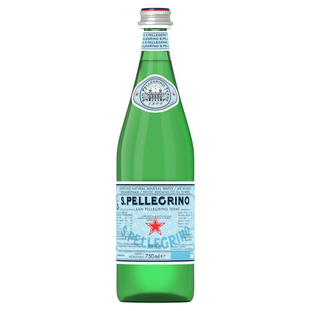 SAN PELLEGRINO MINERAL WATER SPARKLING - GREEN GLASS BOTTLES (750ml) x 12