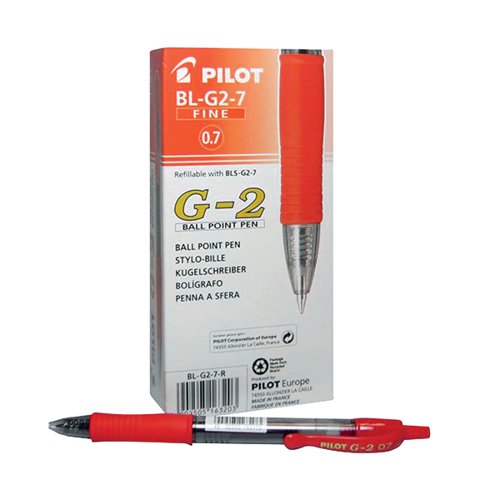 PILOT G207 GEL INK RETRACTABLE ROLLERBALL PEN RED (PACK OF 1