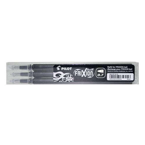 PILOT FRIXION ROLLERBALL PEN REFILL MEDIUM BLACK (PACK OF 3)