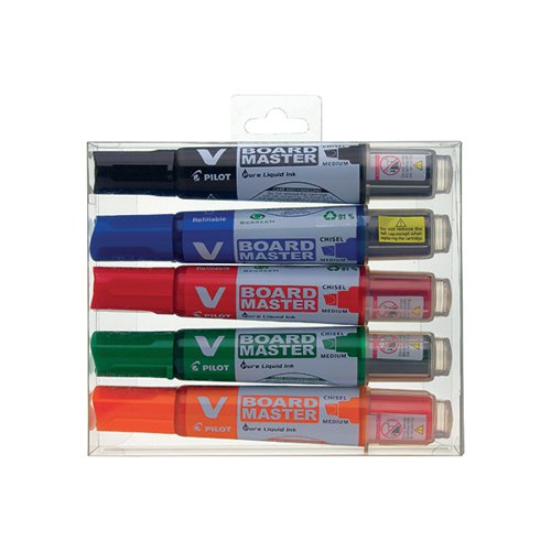 PILOT V-BOARD MASTER BULLET TIP MEDIUM ASSORTED (PACK 5) 490