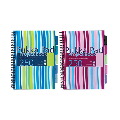 PUKKA PAD STRIPES POLYPROPYLENE PROJECT BOOK 250 PAGES A4 BL