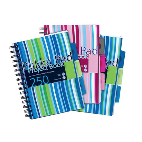 PUKKA PAD STRIPES POLYPROPYLENE PROJECT BOOK 250 PAGES A5 BL