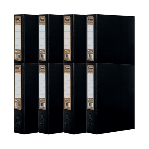 PUKKA RECYCLED BOX FILE FOOLSCAP BLACK (PACK OF 8) RF-9486