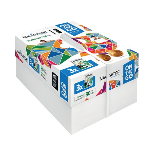 NAVIGATOR UNIVERSAL ON THE GO A4 PAPER 80GSM 3 REAMS WHITE (