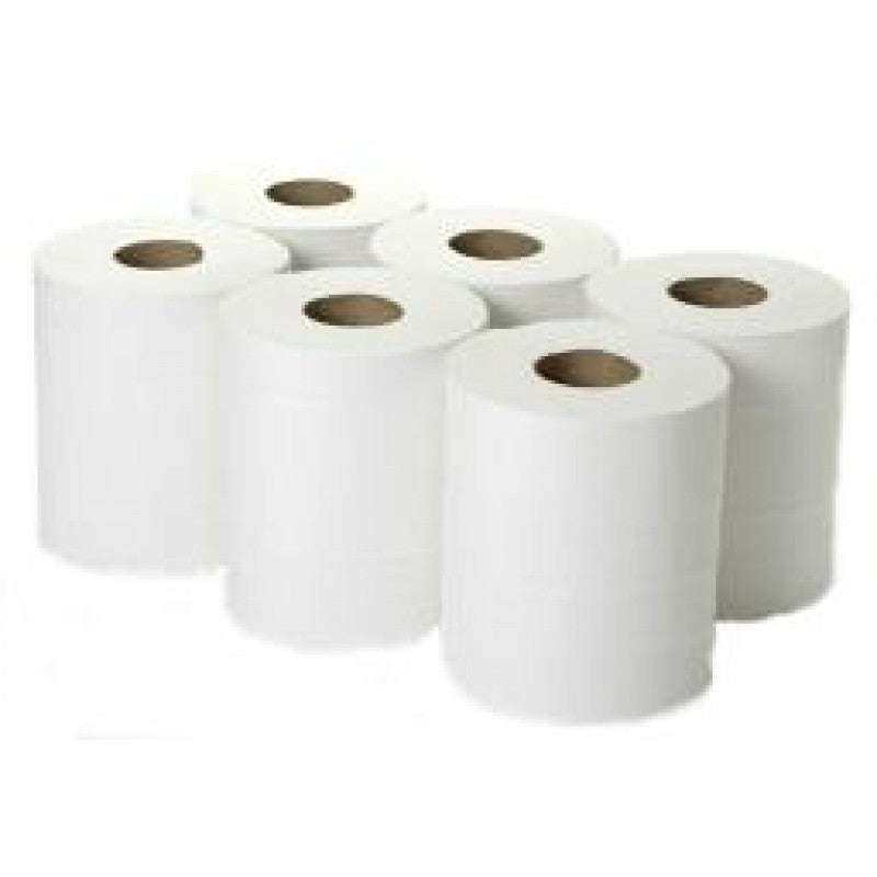CENTREFEED 2PLY WHITE HAND TOWELS (6 rolls)