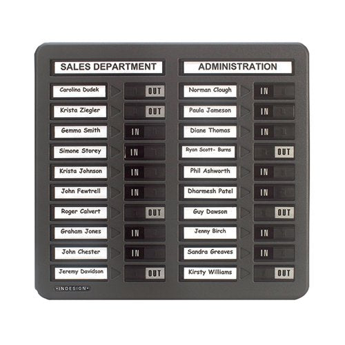 INDESIGN 20 NAMES IN/OUT BOARD GREY WPIT20I