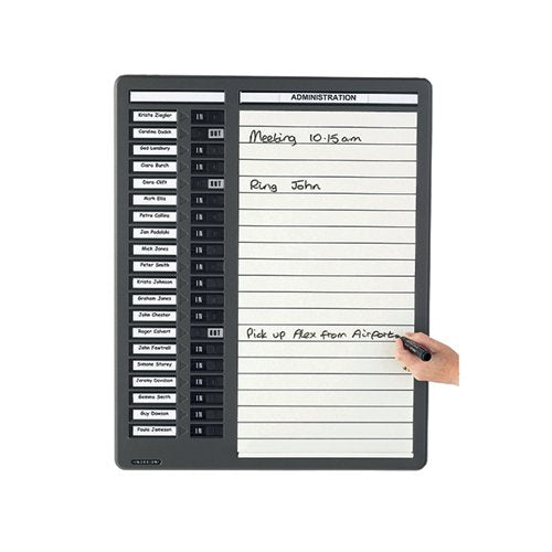 INDESIGN 20 NAMES IN/OUT AND DRYWIPE BOARD GREY WPITDW20