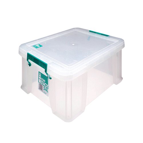 STORESTACK 24 LITRE STORAGE BOX W480XD380XH190MM CLEAR RB110