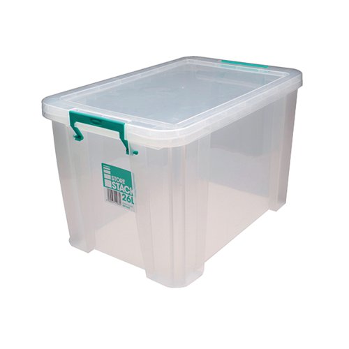 STORESTACK 26 LITRE STORAGE BOX W470XD300XH290MM CLEAR RB110