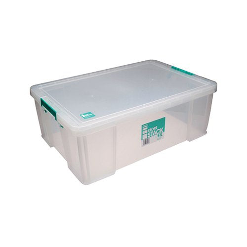 STORESTACK 51 LITRE STORAGE BOX W660XD440XH230MM CLEAR RB110