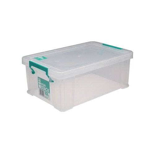 STORESTACK 10 LITRE STORAGE BOX W400XD255XH150MM CLEAR RB901