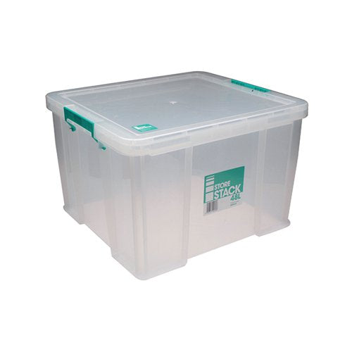 STORESTACK 48 LITRE STORAGE BOX W490XD440XH320MM CLEAR RB901