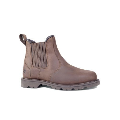 ROCK FALL RF246 PLOUGH NON-SAFETY CHELSEA BOOT BROWN 8 RF246