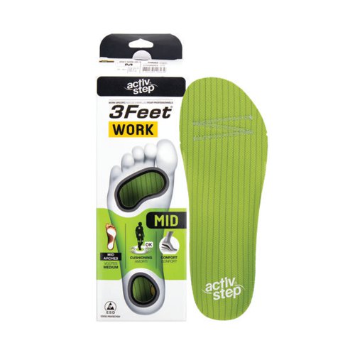 ROCK FALL ACTIV-STEP 3FEET WORK FOOTBEDS MID GREEN LARGE 3FW