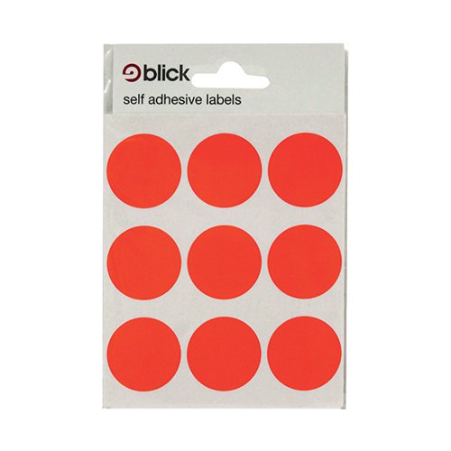 BLICK COLOURED LABELS IN BAGS ROUND 29MM DIA 36 PER BAG RED