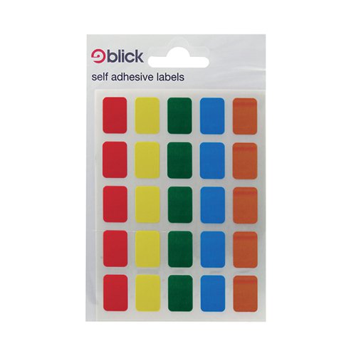 BLICK COLOURED LABELS IN BAGS 12X18MM 120 PER BAG ASSORTED (