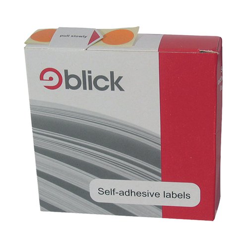 BLICK LABELS IN DISPENSERS ROUND 19MM ORANGE (PACK OF 1280)