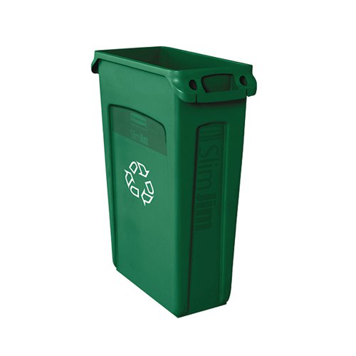 RUBBERMAID SLIM JIM VENTED CONTAINER 87L GREEN FG354007GRN