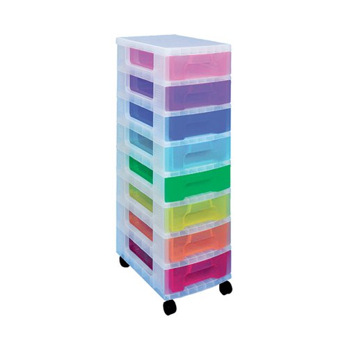 REALLY USEFUL STORAGE TOWER WITH 8 DRAWERS MULTICOLOURED DT1007