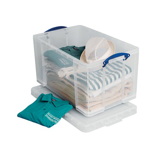 REALLY USEFUL 84L PLASTIC STORAGE BOX W710XD440XH380MM CLEAR 84LC