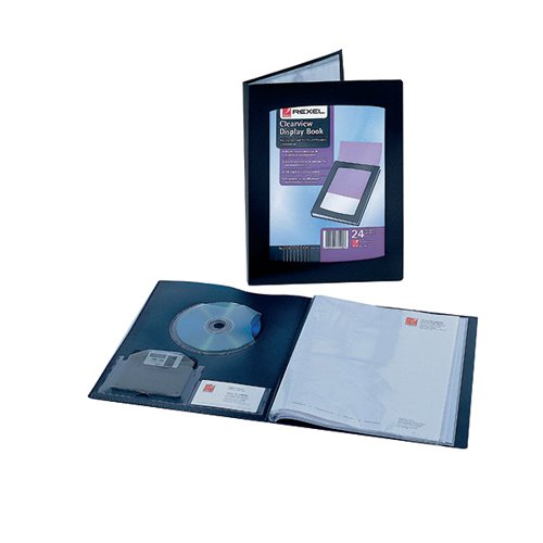 REXEL NYREX CLEARVIEW DISPLAY BOOK A5 24 POCKET BLACK 10410B