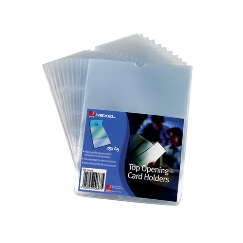 REXEL CARD HOLDERS POLYPROPYLENE A5 CLEAR (25 PACK) 12093