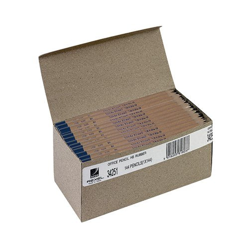 REXEL OFFICE HB PENCIL NATURAL WOOD (144 PACK) 34251