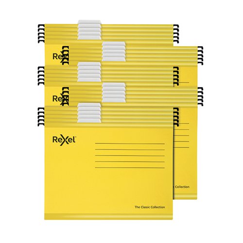 REXEL CLASSIC SUSPENSION FILES FOOLSCAP YELLOW (PACK OF 25)