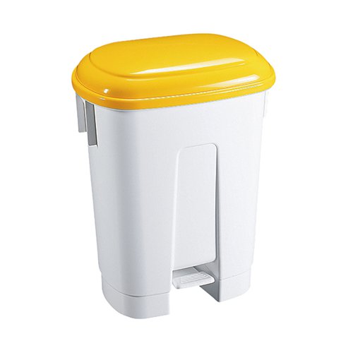 DERBY 60 LITRE WHITE/YELLOW PLASTIC PEDAL BIN 348014